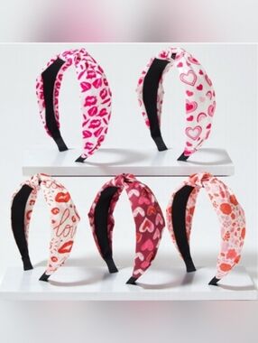 Set Of 5 ❤️ Themed Knotted Fabric Headbands-NWT